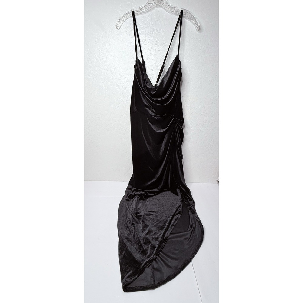 SHEIN Bae Black Dress Velvet Spaghetti Strap 2XL Plus Prom Ruched Stretch New‎